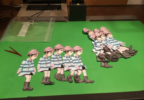 Paper cutouts used in walking loop.