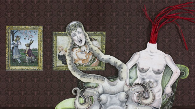 Video still from "Domestikia, Chapter 3: La Petite Mort", 2013. Directed by Jennifer Linton. 