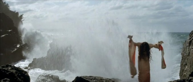 Hijikata performing his improvished dance on the rocks.